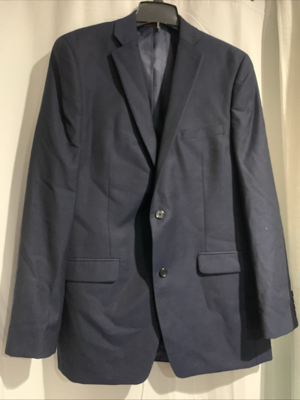 Alfani Men's Navy Blue Slim Fit Blazer Suit Jacket 42L Wool Blend Sport Coat